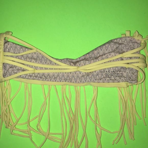 Acacia Fringe Bandeau Bikini Top‎ in Lemonade - Picture 8 of 9